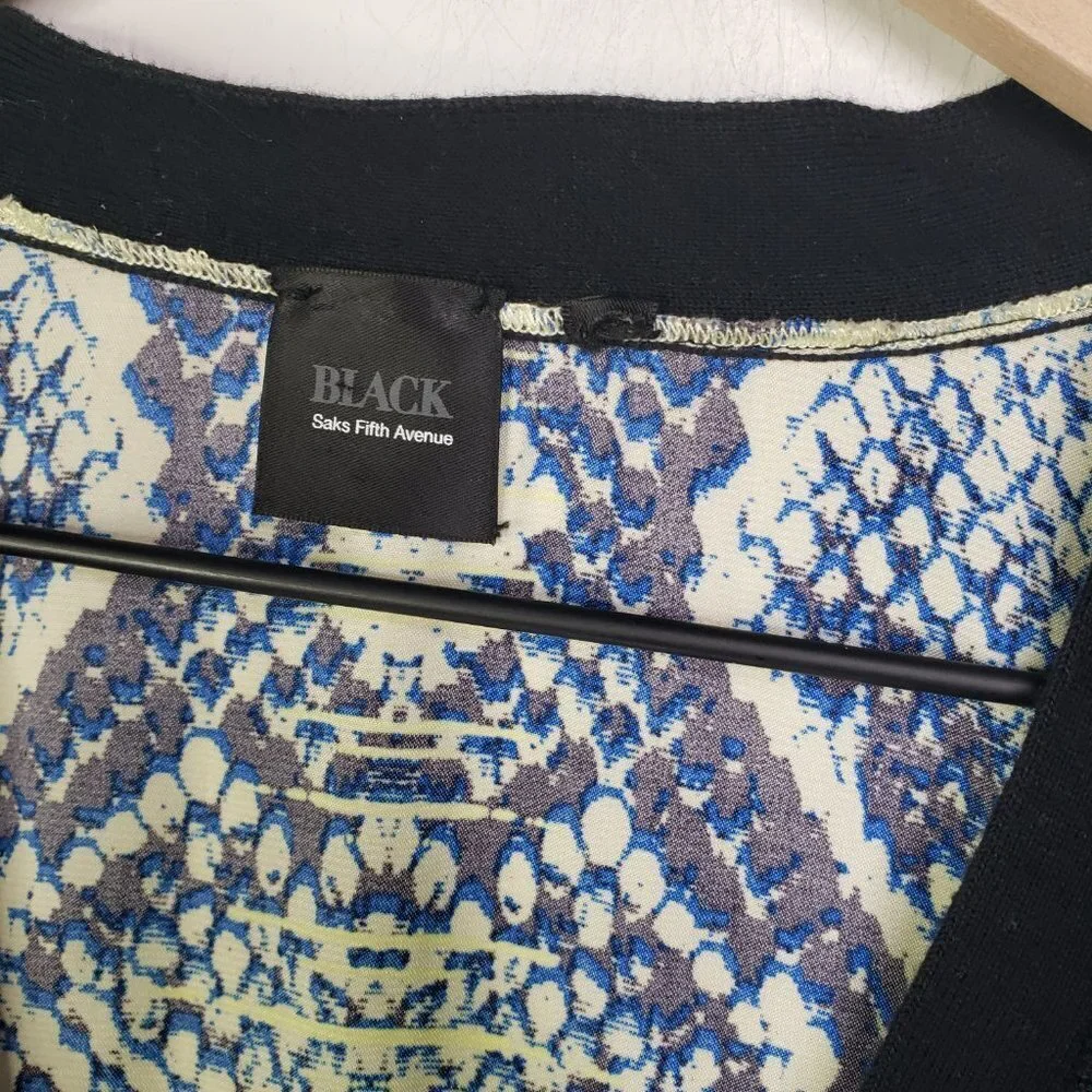 Saks 5th Avenue Black Label Sweater Cardigan Ombre Satin Back Snakeskin‎ M